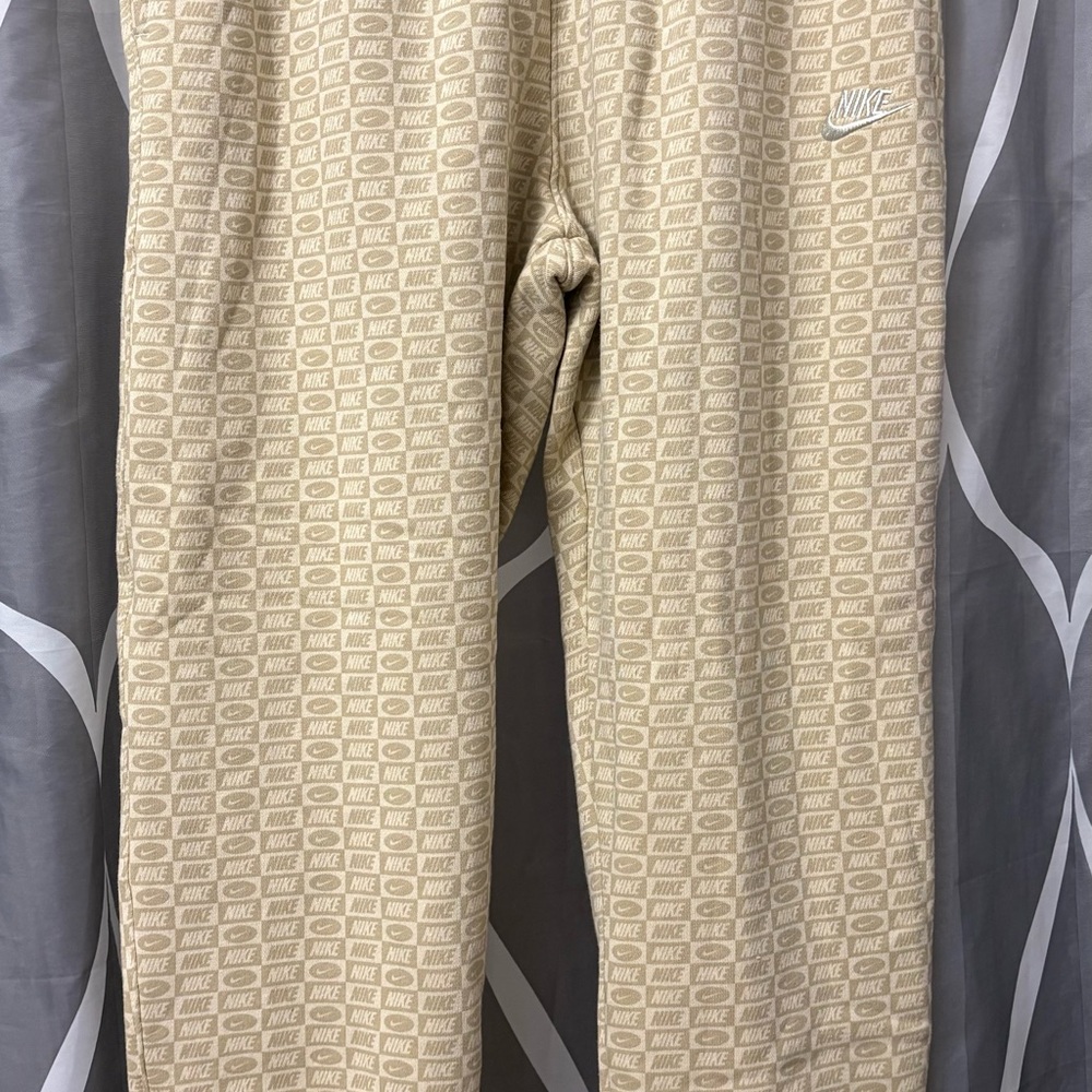 Nike Men's Beige All-Over Logo Joggers